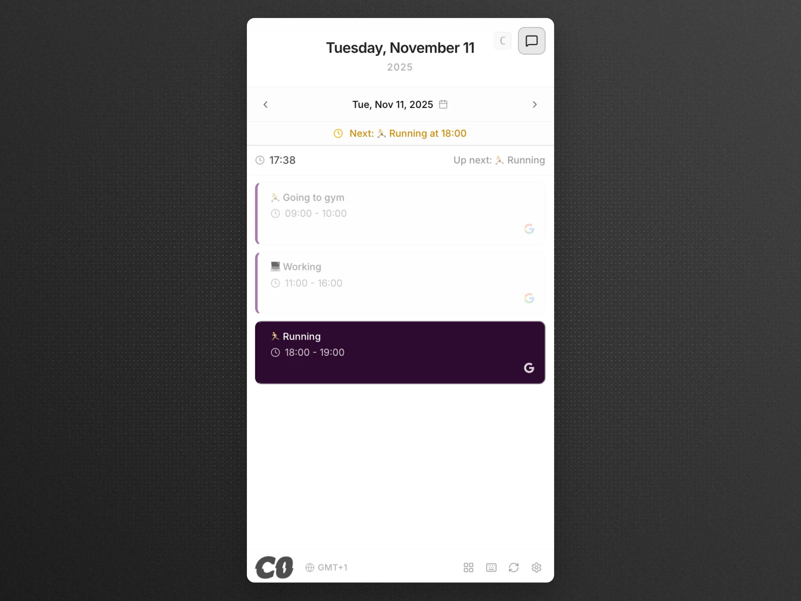 Calendar0 App Interface